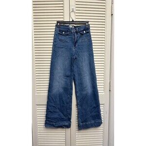 FRAME Women's Le Vintage Crop Wide Leg Blue Jeans Webster Medium Wash Size 26